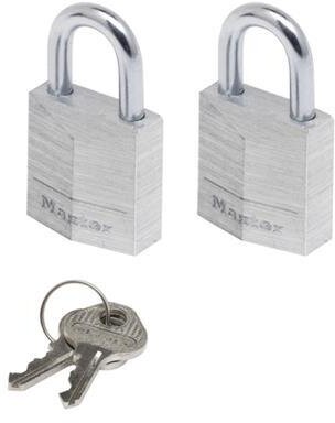 MasterLock 2 Padlocks, 20mm, O3mm, aluminum