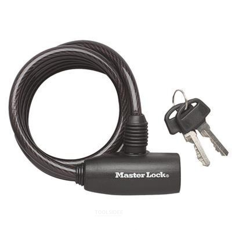 MasterLock Candado de cable, acero, 1,8 m, 8 mm, negro