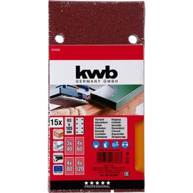 KWB 15 Sanding Strips Gep, 93X185