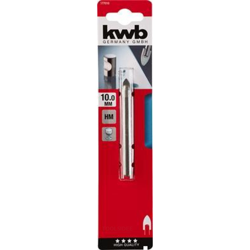 KWB Glass Drill 10mm Hm-Point Card
