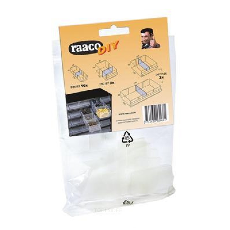  Raaco Dividers DIY, sekoitus 15 kappaletta pakkauksessa