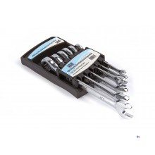 HBM 6-piece ring, ratchet, open-ended spanner set, English sizes