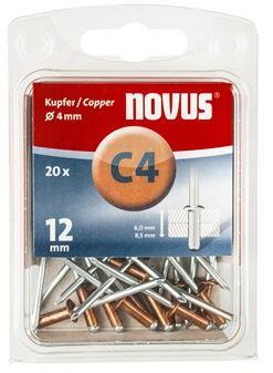Novus Blindnitte C4 X 12mm, Kobber, 20 stk.