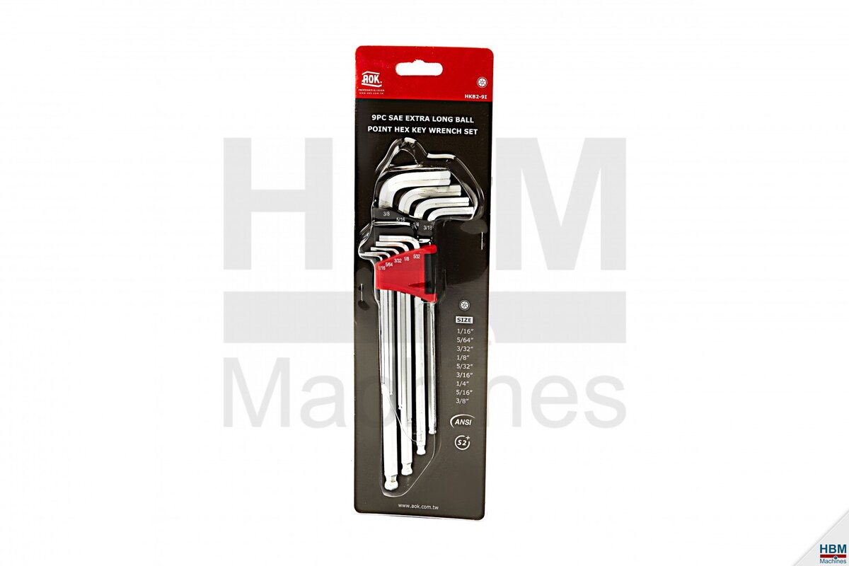 AOK 9-stykke engelsk langnettet nøkkelsett