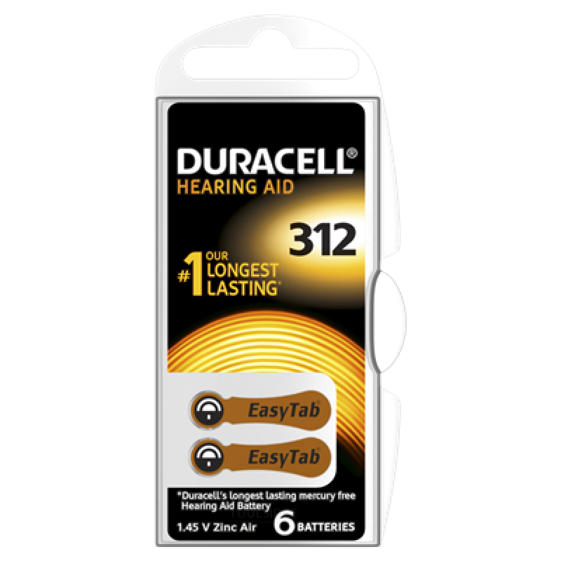 Duracell høreapparatbatterier 312 6stk.