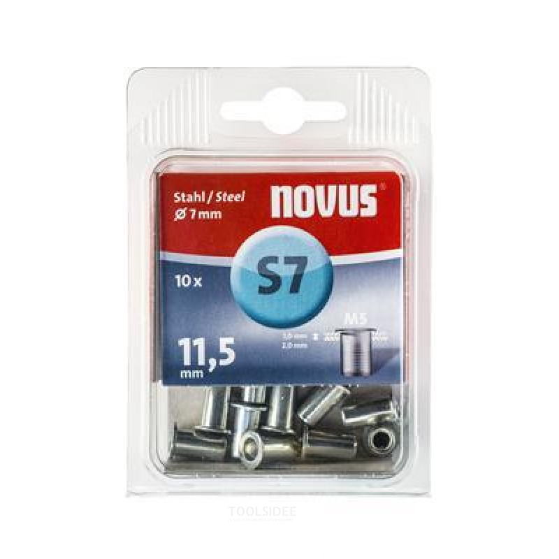 Novus Blindnietmutter M5 X 11,5 mm, Stahl, 10 Stk.