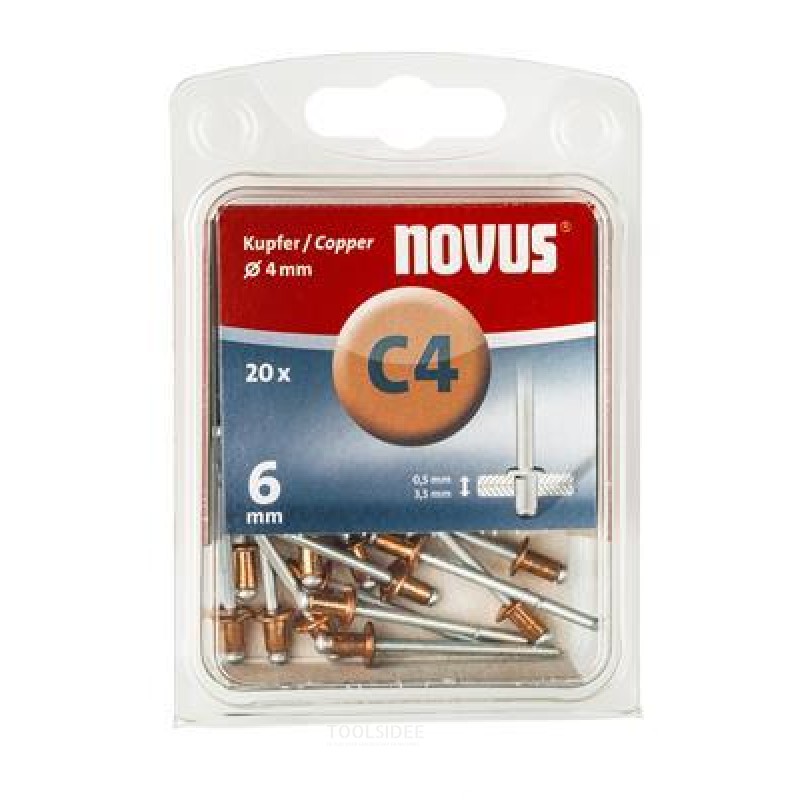 Novus Blindnitte C4 X 6mm, Kobber, 20 stk.