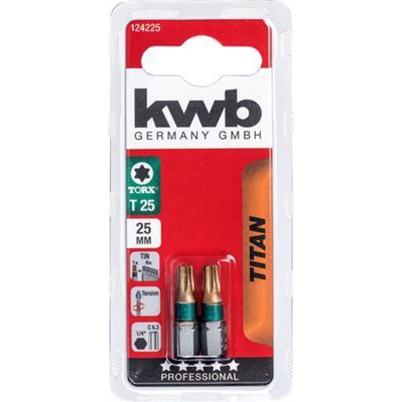KWB 2 Bits 25mm Titanium Torx 25 Karte