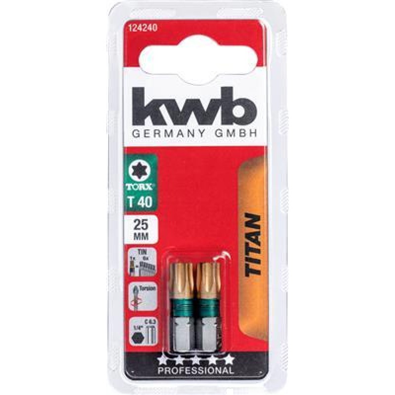 KWB 2 bitar 25 mm Titanium Torx 40-kort
