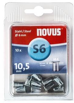 Novus Blindnietmutter M4 X 10.5mm, Stahl, 10 Stk. Novus Blindnietmutter M4 X 10.5mm, Stahl, 10 Stk.