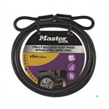 MasterLock stålkabel, 3m, O10mm, plasthylsa