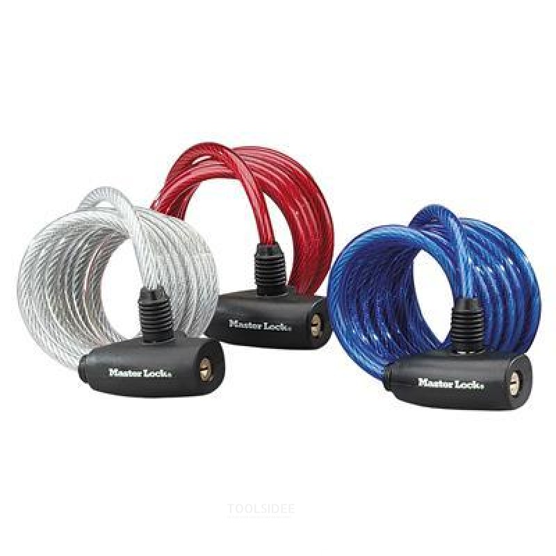MasterLock 3 Candados de cable, acero, 1,8m, O8mm, RGB