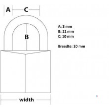 MasterLock 4 hänglås, 20mm, O3mm, alu, svart