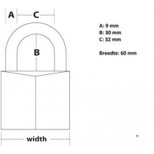 MasterLock Vorhängeschloss, 60mm, 30mm Bügel, O9mm MasterLock Vorhängeschloss, 60mm, 30mm Bügel, O9mm