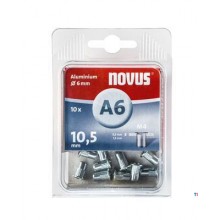  Novus Blind niittimutteri M4 X 10,5mm, Alu S, 10 kpl.