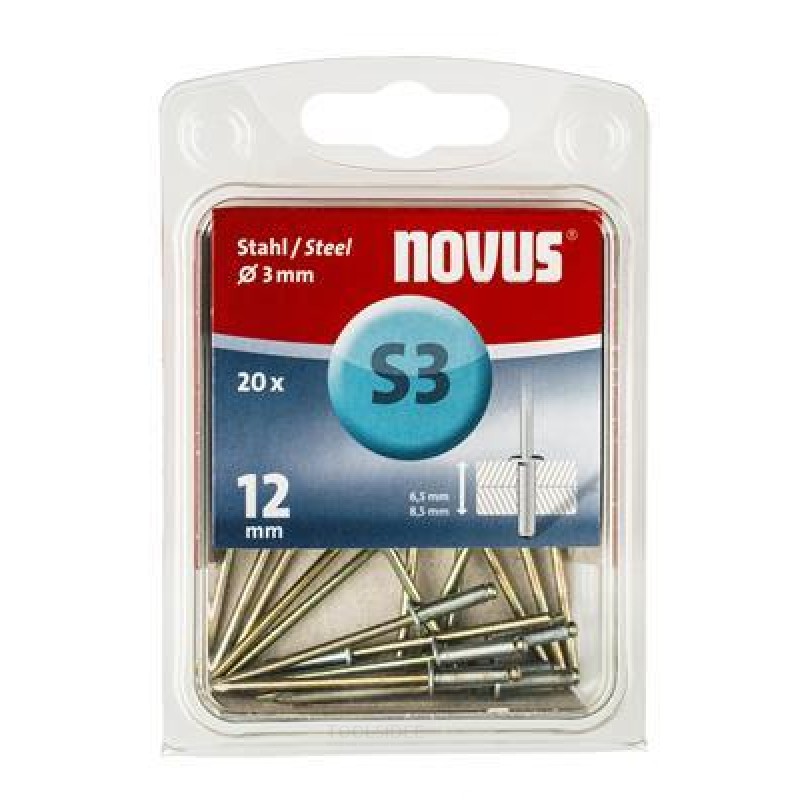 Novus Rivetto Cieco S3 X 1mm, Acciaio S3, 20 pz.
