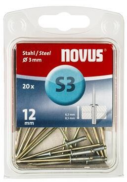 Novus Blindnitte S3 X 1mm, Stål S3, 20 stk.
