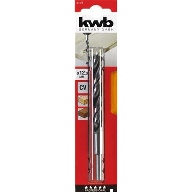 KWB Wood Twist Drills 12mm Card