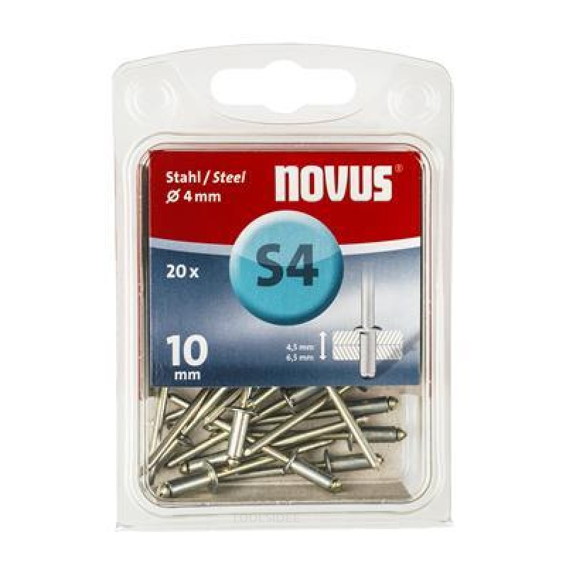 Novus Blindklinknagel S4 X 10mm, Staal S4, 20 st.