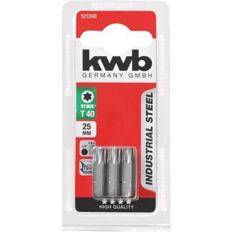 KWB 3 Screw Bits 25mm Torx 40 Card