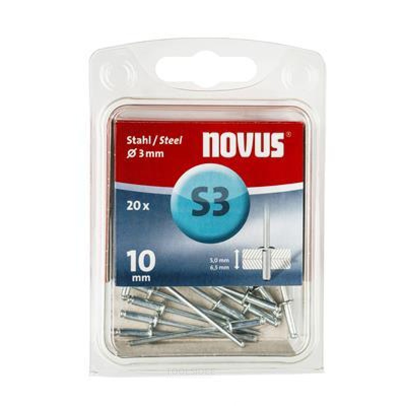 Novus Rivetto Cieco S3 X 10mm, Acciaio S3, 20 pz.