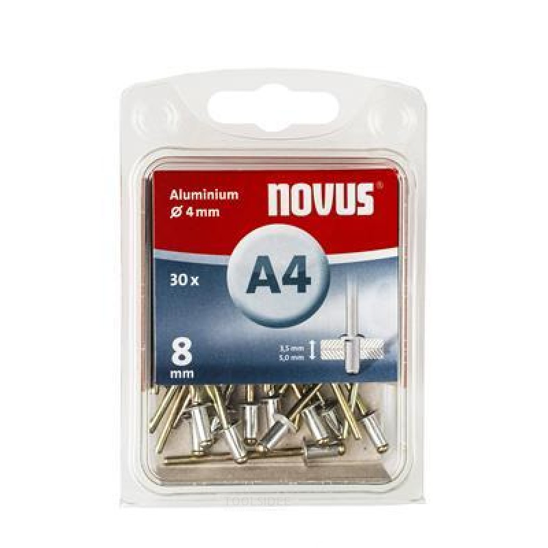Novus Blindklinknagel A4 X 8mm, Alu SB, 30 st.