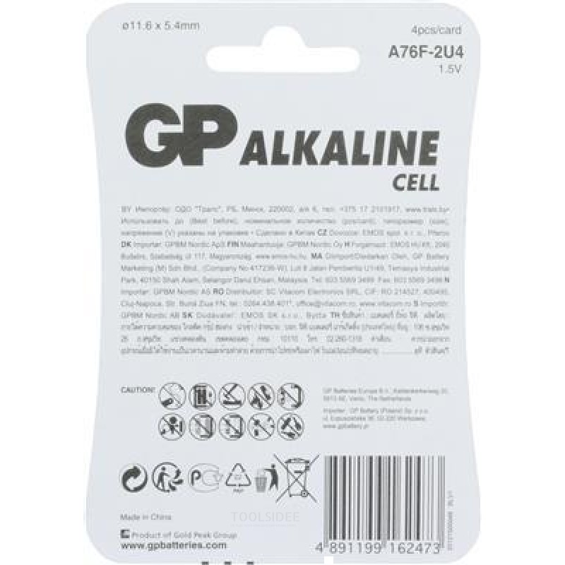 GP 76A Alkaline knoopcel 1,5V 4st
