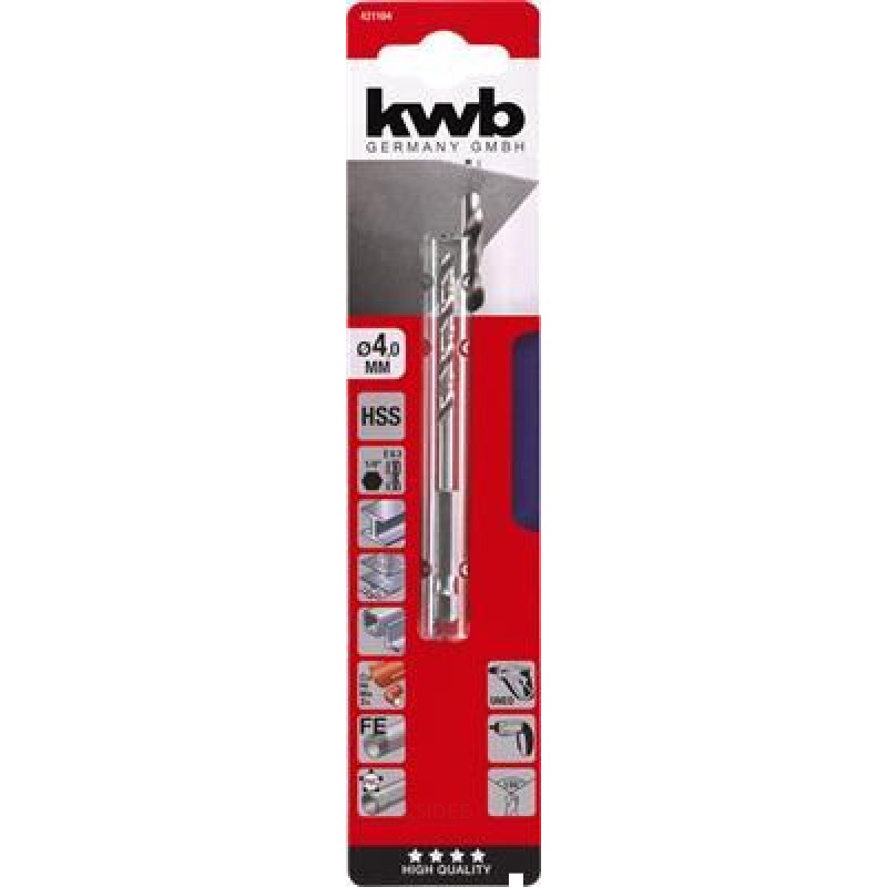 KWB Hss Drill 1-4 hexagon, 4 mm Zb KWB Hss Drill 1-4 hexagon, 4 mm Zb