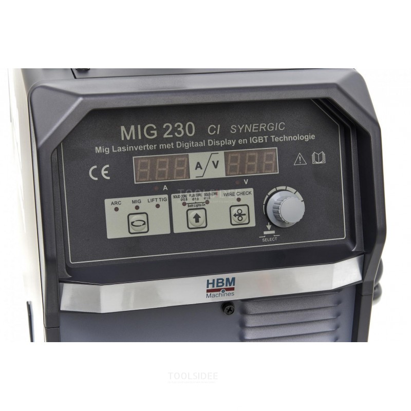 Inverter per saldatura Mig sinergico HBM 230 CI con display digitale e tecnologia IGBT