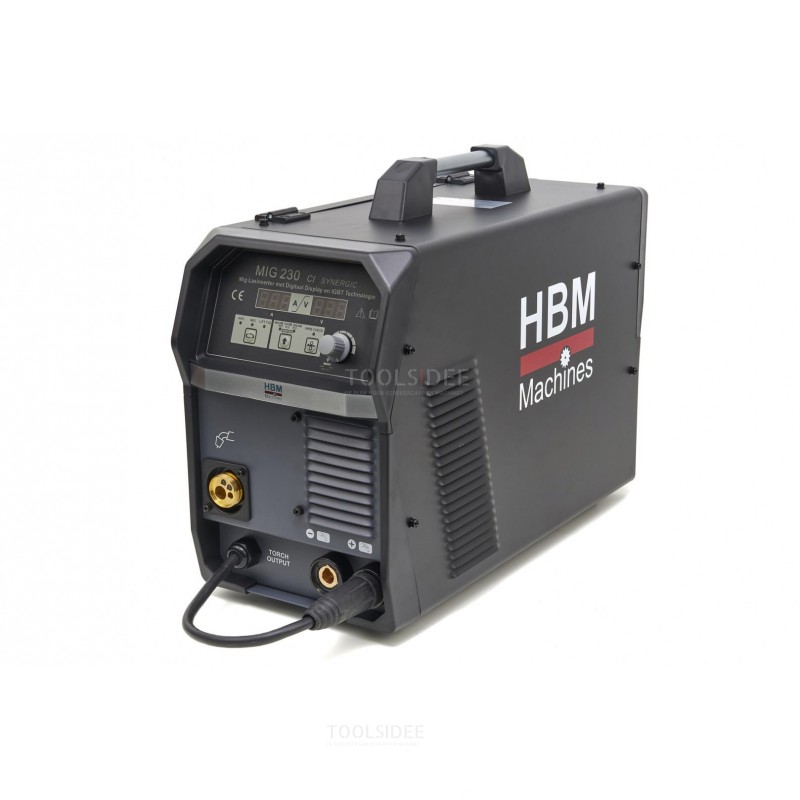 HBM 230 CI Synergic Mig Lasinverter met Digitaal Display en IGBT Technologie