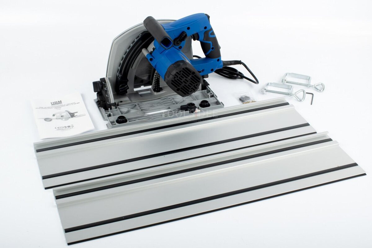 HBM 190 mm professionelle 1.400 Watt Tauchsäge, Linealsäge mit 2 x 700 mm Lineal