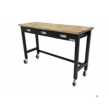 HBM Professional 152 cm. Mobile Workbench With 3 Drawers and Solid Wood Worktop