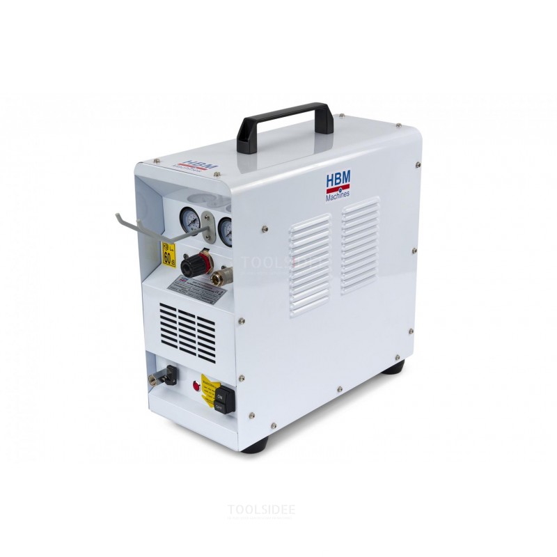 HBM 1 PK Professional Low Noise Kompressor mit 1 und 6 Liter Tank inkl. Luftschlauch und Farbspritzgerät