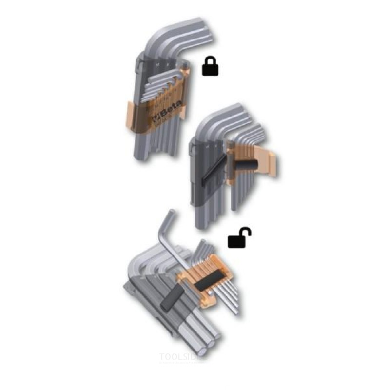 Beta 9-delat set med vinklade L-nycklar med sexkantig profil