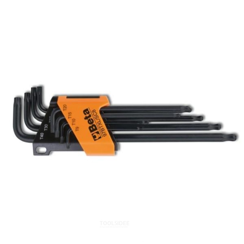 Beta 8-piece set of angled L-keys, with Torx® profile and ball head. Long version.