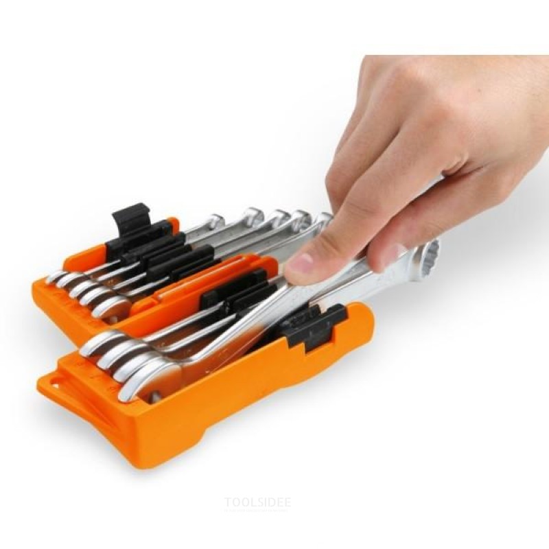Beta 9-piece set of ratchet ring spanners, in compact holder