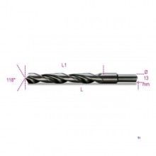 Beta twist drills, short version HSS, rolled, burnished, shank reduced to (ø 13 mm)