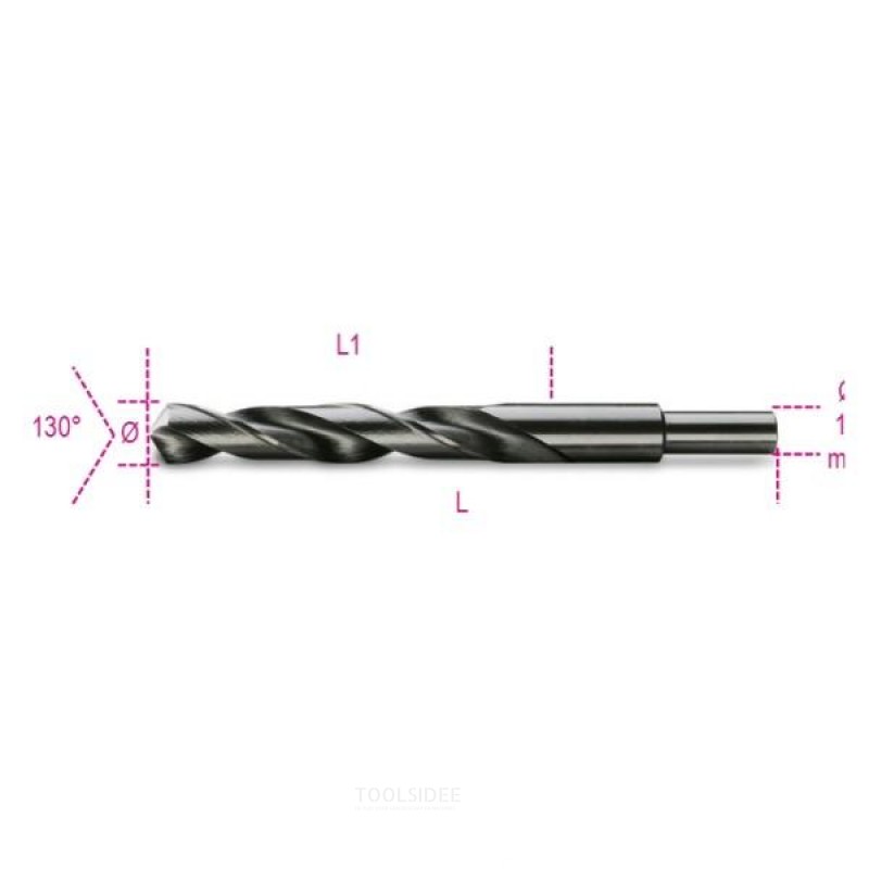 Beta twist drills, short version, HSS, fully ground, burnished, reduced shank to (ø 13 mm)