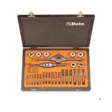 Beta range of chrome taps and inserts, metric thread, with accessories in wooden box