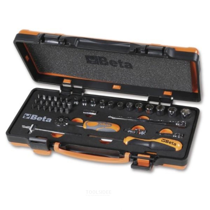 Beta 12 hexagon socket wrenches, 20 bits and 7 accessories in foam tray