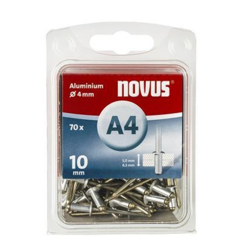  Novus Blind niitti A4 X 10mm, Alu SB, 70 kpl.
