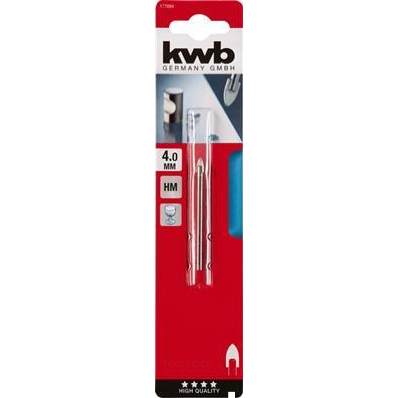 KWB Glass Drill 4mm Hm-Point Card