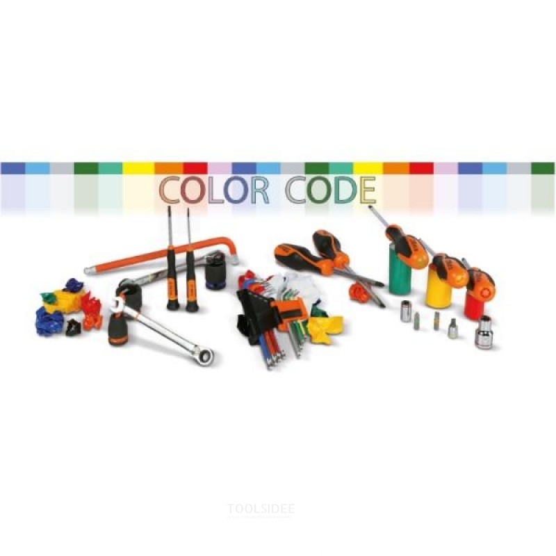 Beta socket box with 14 colored hexagon socket wrenches and 5 accessories.