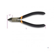 Beta side cutters with almost flat cutting shape, Double PVC non-slip coated handle