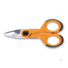 Beta electrician's scissors with graduated reamer, straight stainless steel blades, with micro serrations, wire strip recess and