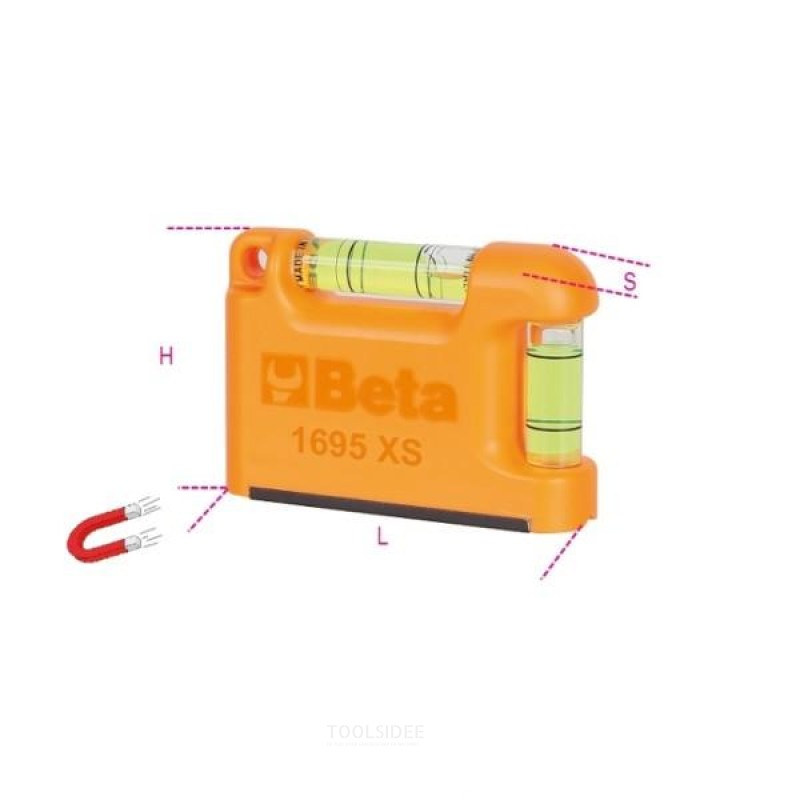 Livella tascabile Beta con alloggiamento magnetico a forma di V in alluminio profilato 2 fiale infrangibili Precisione: 1 mm/m