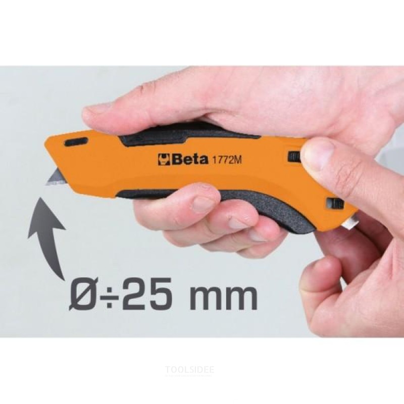 Couteau de sécurité Beta avec lame de coupe rétractable, fourni avec 3 lames de coupe supplémentaires