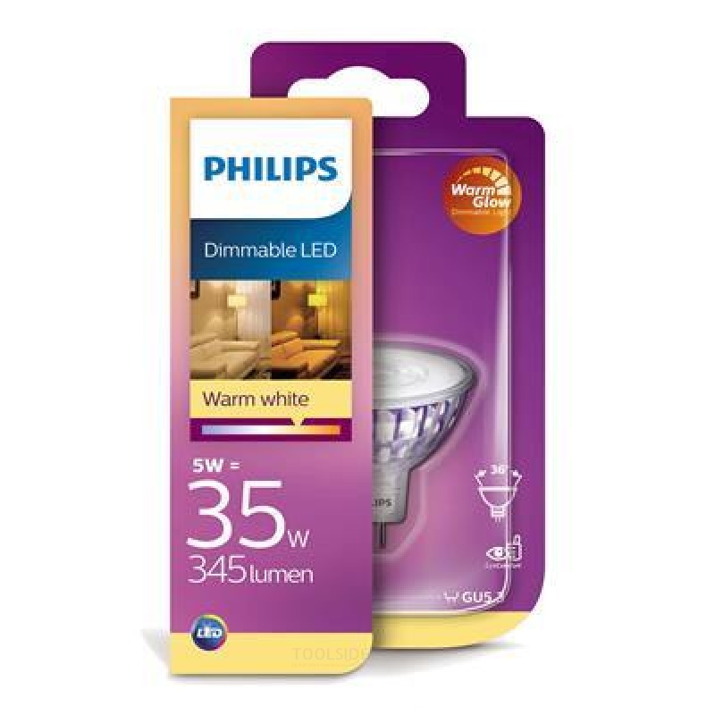 Philips LED-spot 6,5W (35W) GU5.3 WW, dimbar