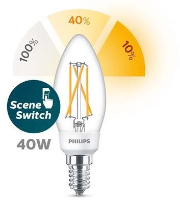 Philips LEDClassic SSW 40W B35 E14 WW CL ND 1pc Philips LEDClassic SSW 40W B35 E14 WW CL ND 1pc