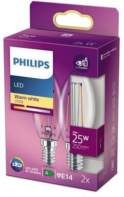 Philips LEDClassic 25W B35 E14 WW CL ND 2 Stück Philips LEDClassic 25W B35 E14 WW CL ND 2 Stück